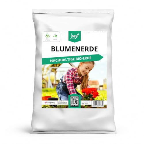 Bio Blumenerde 50l Torffrei für Zimmerpflanzen Balkon Gemüse und Kräuter | Hochwertige Bio Blumenerde, 50 Liter Inhalt, torffrei und vielseitig einsetzbar für Innen- sowie Außenbereiche.