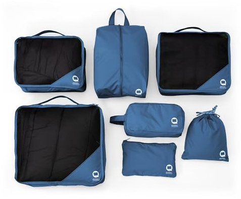 Hauptstadtkoffer - Packhilfe Organizer-Set 7 tlg. Koffer-Packtaschen RipStop wasserfest Suitcase Packing Bags for Travel Packwürfel Backpacking, Darkblue