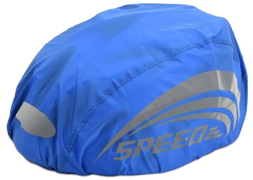 Copri per Casco Bici Impermeabile, Riflettente Copertura Casco da Bicicletta con Regolabile Fibbia, Antipolvere Copricasco da Moto Antipioggia Uomo Donna Bambini Ciclismo, Alta Visibilità (B-Blu)