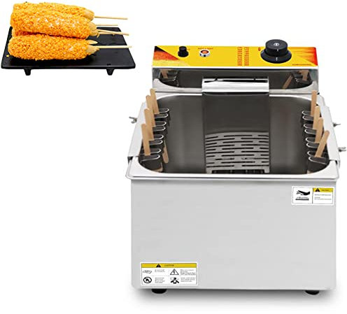WBYDYS Sausage Corn Deep Fryer, 12L Commercial Electric Fryer, Automatic Cheese Hot dog Sausage Grill Stove,with a Thermostat To Precisely Regulate,Sausage Frying Equipment