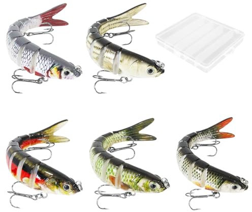 5 Stück Hecht Köder, Kunstköder Wobbler Hecht, Fisch Köder 14cm/26g, Swimbait lebensechter für Zander Barsch Forellen, Angel köder für Süß und Salzwasser, barsch Zander