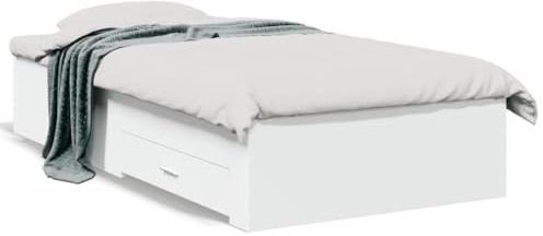 LAPOOH Bettgestell mit Schubladen Weiß 100x200 cm Holzwerkstoff, Bett, Bettgestell, Jugendbett, Schlafzimmer Bett, Bed Frame -3280419