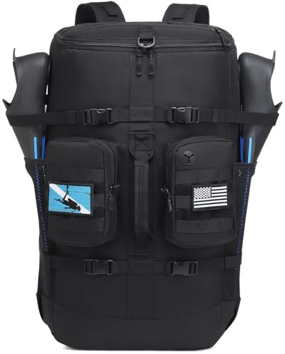 Scuba Diving Backpack - 65L Large Travel Backpack for Scuba Diving and Snorkeling Gear & Equipment Holds Snorkel, Fins, and More, Bag Only (Black)
