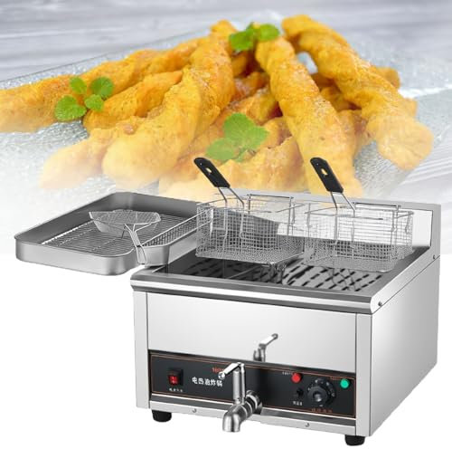 LFfwynog Commercial Countertop Deep Fryer, Electric Deep Fryer, Basket with Drain,Solid Basket for Restaurant and Home Use,18L