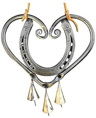 DcnrInsr Lucky Love Carillon à Vent Carillon à Vent Rétro en Forme de Fer à Cheval avec Clous en Acier pour Jardin, Terrasse