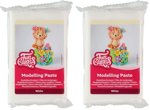 FunCakes Modellierpaste Weiß: Perfekt zum Modellieren von Figuren, Cake Topper und Rüschen. Stark, glatt und geschmeidig. Halal, koscher und glutenfrei. 250 g. (Packung mit 2)