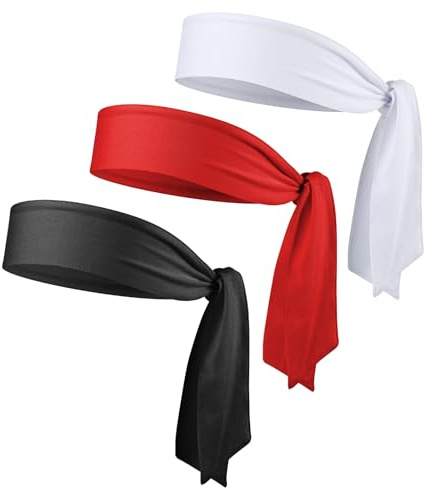 Mabor 3-pack Sport svettband justerbar pannband karate knyt tillbaka svettabsorberande träning pannband huvudband för män kvinnor för basket, löpning, tennis, friidrott