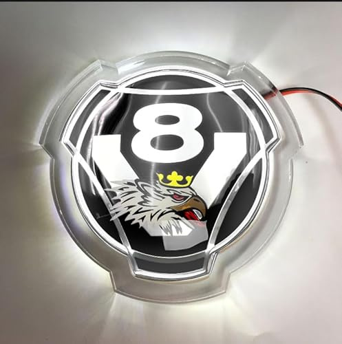 1 x Griffin V8 Front-Emblem für Scania mit 24 V weißen LED-Beleuchtungsstreifen für LKW-Zubehör (schwarz)