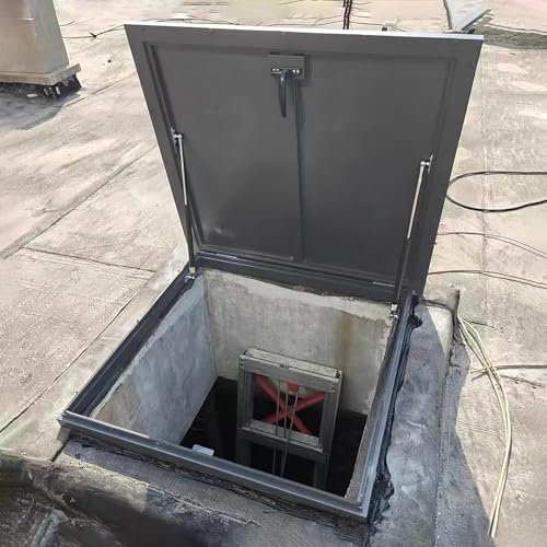 Vibeo Dachfenster Deckzugangslukenabdeckung Kommerziell, Hauskellerausgang/Kellerlüftung, Schwere Wartungsluke aus Metall Auf Dem Dach, Dachbodentreppen-Auslassdeckel(100x50cm/39.4x19.7in)