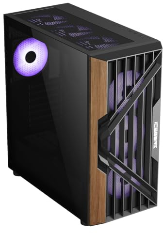 Iceberg Wood Vector EATX Tower Gaming PC Case Full-View Panoramic Tempered Glass Includes Seven (7) aRGB Fans (Black)