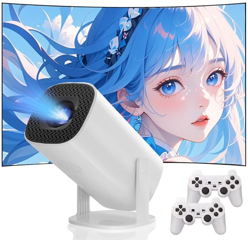 Projecteur et Console de Jeux P30 Max avec 2 manettes sans Fil,Console de Jeux vidéo avec Jeux rétro,projecteur de cinéma 4K avec Correction Automatique du trapèze et 14 émulateurs (32g)