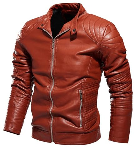 Giubbotto Moto Uomo, Leggera Sottile con Tasca sulle Maniche Giubbotto Bomber Giaccone Giacca Chiodo Pelle Biker Motociclista Giacca Pelle Uomo Vintage Giacca Antivento alla Moda, Classica, Nero