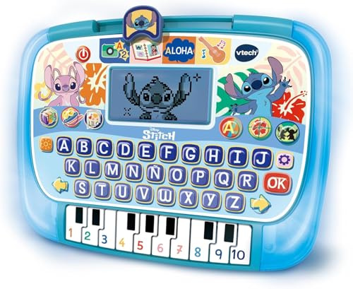 VTech Lern-Tablet, elektronisches Spielzeug für Kinder ab 4 Jahren | LCD-Display, 10 Aktivitäten, ABC-Tastatur, Klaviertasten, Originalstimme, 2 AA-Batterien, ESP-Version