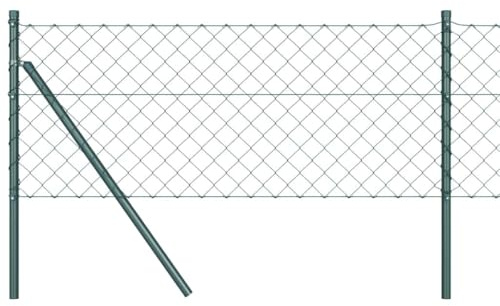 vidaXL Chain link fence with 13 posts 0.6x25m Galvanised Steel Green