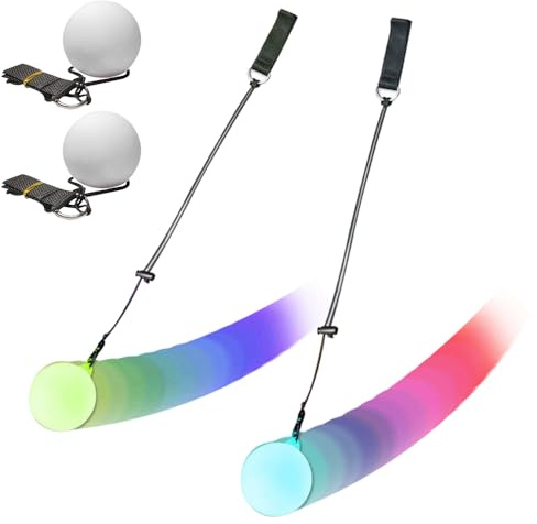 SGZIOO LED-PI-Bälle, 7 Farben, LED-POI-Spinnbälle, leuchtende Poi-Jonglierbälle mit Stroboskop-Effekt, für Anfänger, Kinder und Erwachsene, leuchten im Dunkeln zum Tanzen, Lichtshows, Raves