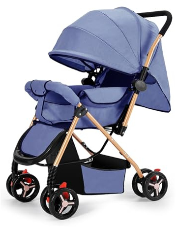 2-in-1 Kinderwagen KombiKinderwagen-Set 2-in-1 Buggy Faltbar Tragbarer Kinderwagen Zusammenklappbarer Kinderwagen Kinderwagen Travel System(Blue)