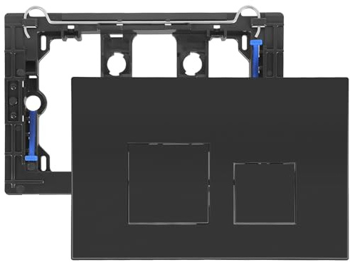 Plaque de Commande WC Suspendu,Plaque de Déclenchement,Double Déchargement,Avec Jeu De Tiges D'Échappement Et Cadre De Fixation,Compatible Avec Geberit Sigma 01,20,30,50,Up 320,300 (Noir)