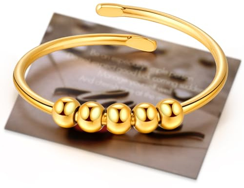 Ahokei Anxiety Ring Silber 925, Stress Ring Damen 50-60MM, Fidget Damenring Gold,Stressring Silber Ringe 925 Frauen Angstring Spinner Anxiety Ringe Gold Verstellbar Geschenk Für Frauen