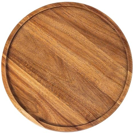 CAKEEYUM Serving Board 15 Inch Round Wooden Tray Rustic Charcuterie Boards Easy to Clean Serving Platter for Cheese Snack Cookie Dessert Appetizer Board Wooden Tray Round Woo