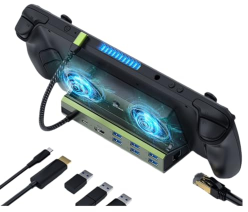Tosuny Docking Station per Steam Deck/ROG Ally, Dock Steam Deck 9 in 1 con HDMI 2.0 4K a 60 Hz, Gigabit Ethernet, 3 USB 3.0, 3 USB 2.0 e Porta di Ricarica PD da 100 W, con Doppie