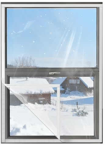 Lámina aislante para ventanas, 100 x 160 cm, lámina térmica para ventanas contra el frío y corrientes de aire, lámina transparente de aislamiento térmico y protección contra el frío, sin cortar, sin