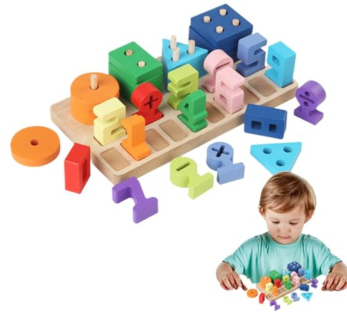 DAWCBVJQ Gioco Degli Incastri | Giochi Di Ordinamento Geometrico Numerico In Legno | Gioco Di Abbinamento Delle Forme,Per Feste Bambini Natale Compleanno Mattina Casa Famiglia Giochi Da Viaggio