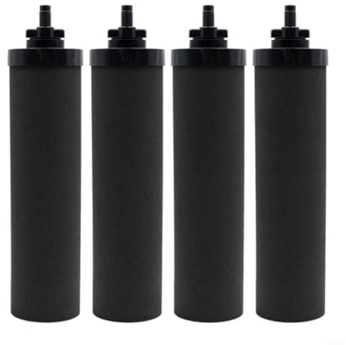 Gettimore Lot de 4 filtres à eau à charbon actif de rechange compatibles avec les systèmes Larayci, filtres en coquille de noix de coco de voyage, pour Big, Royal, Series, noir