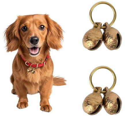 Penitue Campanelli per Cani Rame Extra Rumorosi, Campanelli Collari Animali Domestici Ottone 18mm con Ciondolo con Ciondolo Vintage Cani Piccola Taglia Gatti Accessori Sicurezza Monitoraggio