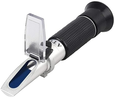 Refraktometer, Brix-Refraktometer mit ATC, 0–32, Hydrometer bei der Weinherstellung, Homebrew-Set (0–32%).