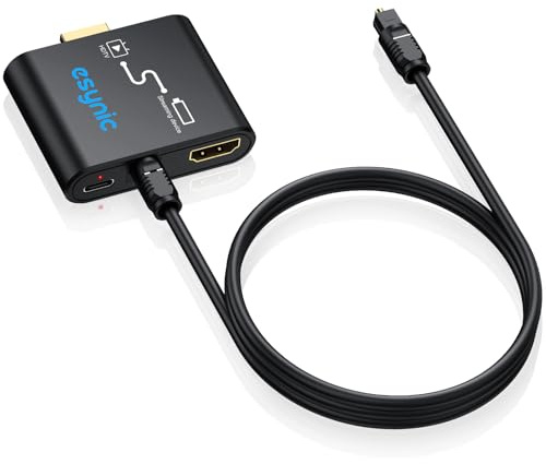eSynic Convertitore HDMI a HDMI Toslink con Cavo Ottico e Type-C, Supporta 4K@30Hz e Dolby/DTS 5.1, HDMI Audio Extractor per Fire TV Stick a TV Soundbar - NON Supporta ARC/eARC
