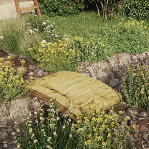 Gartenbrücke 110x74 cm Massives Kiefernholz grün imprägniert, dekorative Holzbrücke mit Geländer, Teichbrücke für Gartenweg, Bachlauf und Terrasse, wetterbeständig für Outdoor Nutzung
