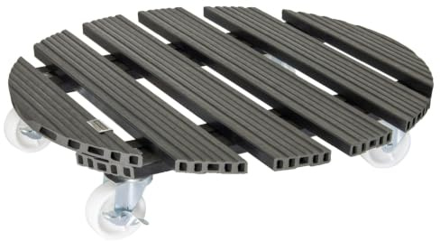 WAGNER Växtroller WPC Ø 50 x 11 cm I Blomrulle för utomhusbruk inomhus I Kuvertskoter av FSC® Trä plastkomposit, antracit I 2 låsanordningar I lastkapacitet 120 kg – 20056501