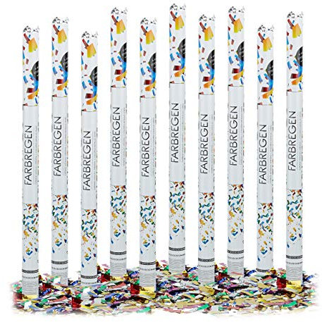 10x Cannone Sparacoriandoli 80 cm, Idea Regalo, Accessorio Decorazione per Feste e Carnevale, Gittata di 6-8 m, Colorato