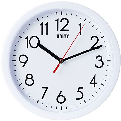 Unity Wall Clock, Hastings, Silent Sweep, Modern, White, 22 cm / 8.6-inch