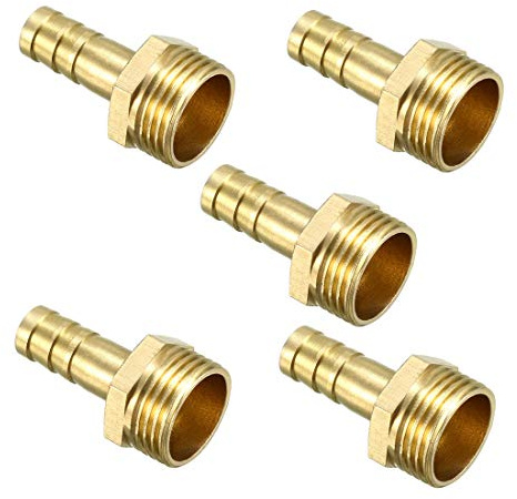 sourcing map 5 Stück Messing Schlauchanschluss 8mm mit Widerhaken x 3/8 PT Stecker Außengewinde de
