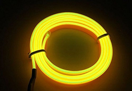 1x GELB (3 Meter) EL - AMBIENTEBELEUCHTUNG + 1x Zigarettenanzünder EL-Stripe Lichtleisten Strip Band Licht Ambiente Beleuchtung Innenraumbeleuchtung 12V PKW Kfz Auto Wohnmobil