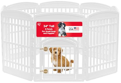 Iris USA Laufstall für Haustiere, 86,4 cm, 8 Paneele, Laufstall für mittelgroße und große Hunde, hält Haustiere sicher, einfache Montage, zusammenklappbar, einfache Lagerung, anpassbar, Weiß