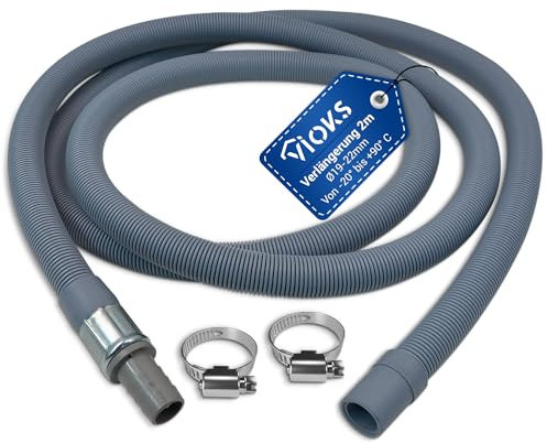 VIOKS Ablaufschlauch Verlängerung 2m für Ø 19mm Abwasserschlauch Waschmaschine/Geschirrspüler Ablaufschlauch Temperaturbeständig von -20° bis +90° C für Waschmaschine Spülmaschine
