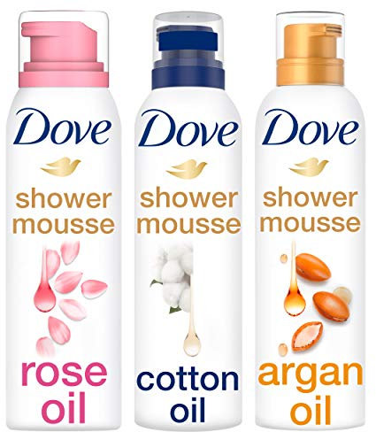 Dove Duschschaum Mix Set - 3 x 200ml - Rosenöl, Baumwollöl und Arganöl - 1 Packung