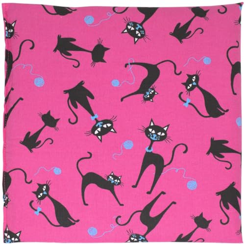 Kirschkernkissen 24x24cm Katzen-pink. Wärmekissen und Kältekompresse. Kirschkernsäckchen als Wärmekissen & Kältekompresse