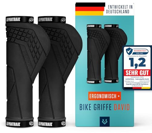 Alphatrail ZeroPlus poignée VTT Ergonomique avec Large Appui-Paume, poignee Velo Ergonomique Lock-on 22,2 mm, 1 Paire, poignée Ergonomique VTT pour vélo électrique, Trekking & Ville
