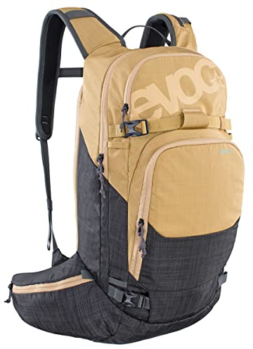 EVOC LINE 20 Tourenrucksack, Skirucksack (NEURALITE SYSTEM, separates Lawinenfach mit Notfallplan, Ski-/Snowboard Befestigungsmöglichkeiten, Hüftgurttaschen, BODDY HUGGING), Gold meliert/Karbongrau