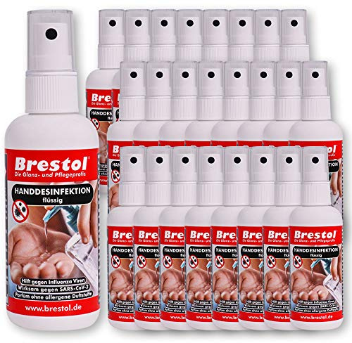 HANDDESINFEKTION Liquid 25x 100 ml Sprühfläschchen Desinfektionsmittel für Hand Haut Oberflächen Hände Desinfektion Desinfektionsflüssigkeit Flüssigdesinfektion Oberflächendesinfektion