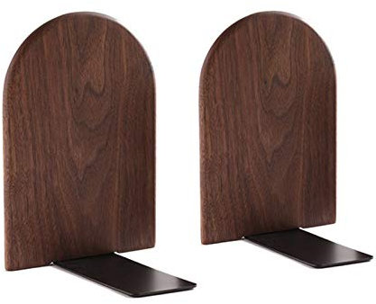 Buchstützen aus Holz, buchstütze, Black Walnut Buchstützen Unterstützung für Regale, 17x13 cm Anti-Rutsch-Buchstützen Organizer Aufbewahrungshalter für Zuhause, Büro, Bibliothek(runden)