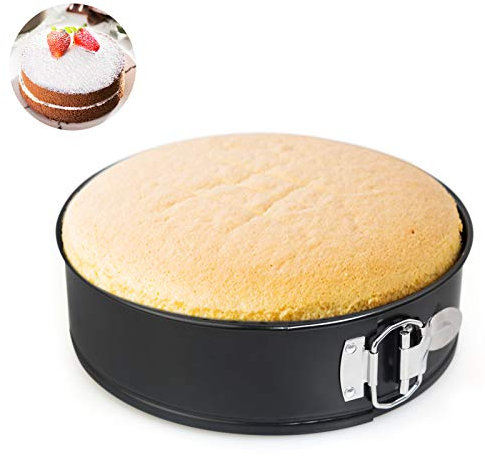 LinStyle Tortiera Apribile, Teglie da Forno Rotonda, Rivestimento Antiaderente Teglie per Dolci con Fondo Rimovibile, Ideale per Natale, Compleanno, Matrimonio, Casa, 18cm, Nero