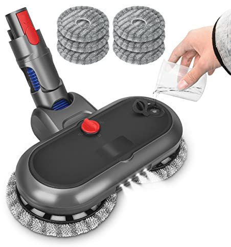 DrRobor Wischaufsatz für Dyson V11 V10 V15 V8 V7 Staubsauger, Wischmopp Aufsatz für Dyson mit Wassertank, LED Licht, 6 Waschbarer Wischmopp