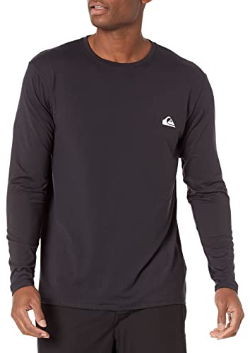 Quiksilver Herren Standard Solid Streak Langarm Rashguard UPF 50 Sonnenschutz Surf Shirt, schwarz, Large