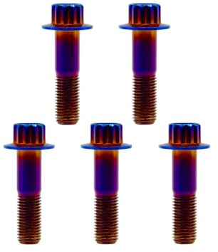 Rison Titanium M7 Lot de 3 boulons à jante fendue en titane pour 3 roues (M7 x 32 mm, bleu brûlé)