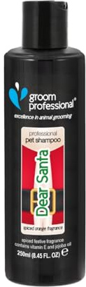 GROOM PROFESSIONAL Dear Santa Hundeshampoo - Hundeshampoo Gegen Geruch - Tiefenreinigendes Shampoo für Hunde - Macht das Fell Weich und Glänzend - Festlicher Duft nach Orangen, 250ml