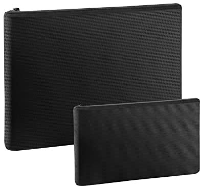 QWORK® 2er Set Feuerfeste Dokumententasche, Tresor Feuerfest Wasserdicht Geldtasche Beutel Behälter für A4 Dokument Passport Bargeld Bankkarte Schmuck Wertsachen